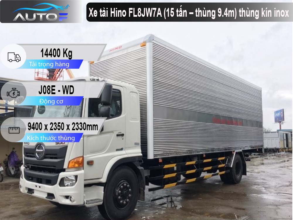 Xe tải Hino FL8JW7A (15t - 9.4m) thùng kín inox